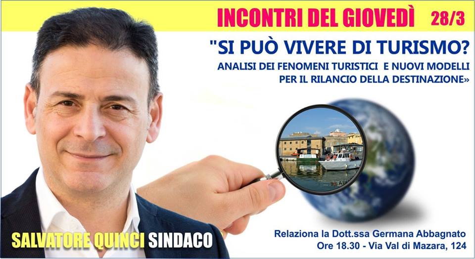 INFORMAZIONE ELETTORALE: Analisi dei fenomeni turistici al centro dell'incontro di domani pomeriggio per il candidato sindaco Salvatore Quinci