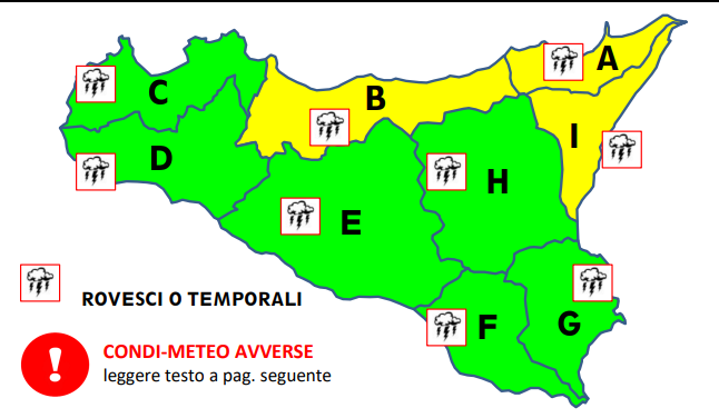 Meteo, in arrivo temporali e forti venti: Sicilia tra regioni in “giallo”